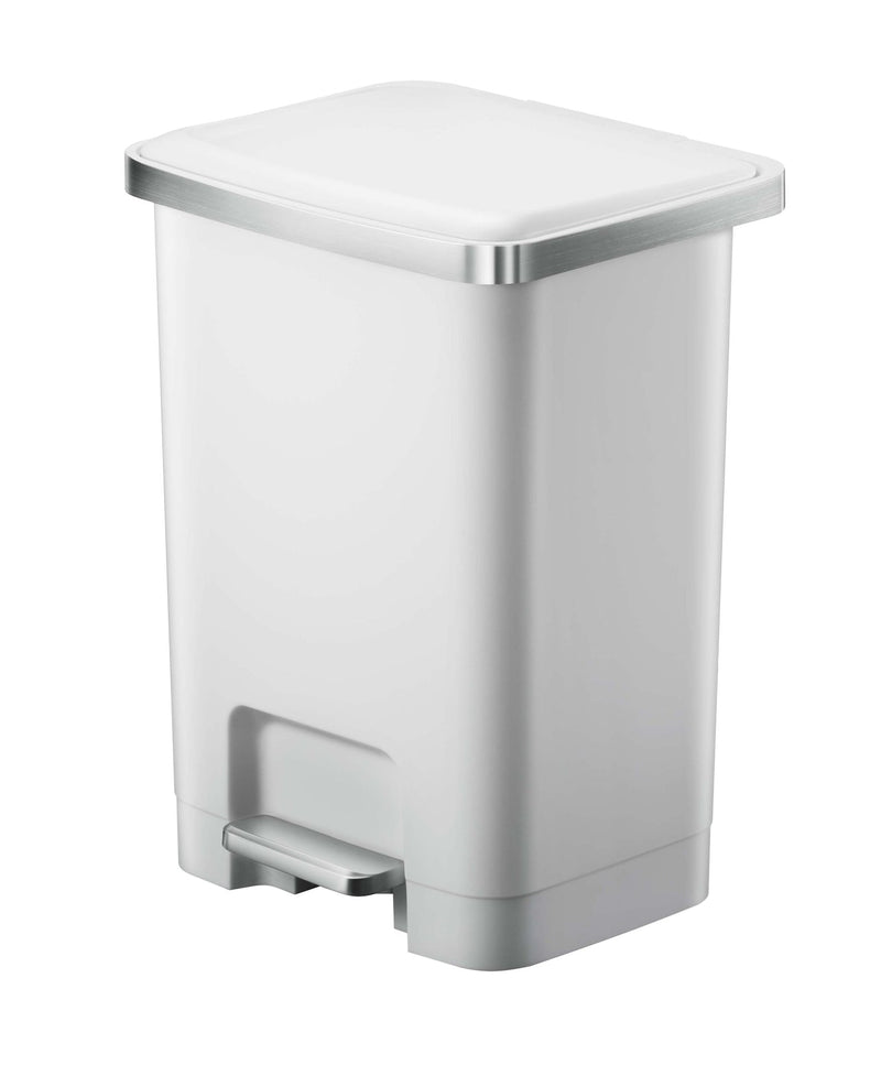 Type A Wide Resin Rectangular Step Refuse Can, White, 25-L O7