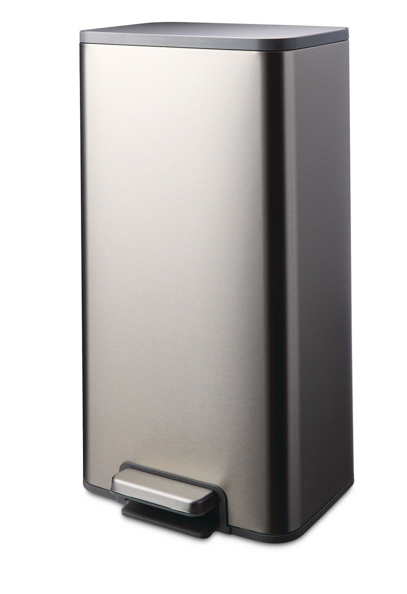 type A Wide Stainless Steel Rectangular Step Garbage Can with Slow Close Lid, 30-L C9