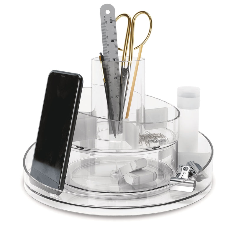 Umbra Cascada Acrylic Spinning Turntable Cosmetic Vanity Organizer, Clear B2