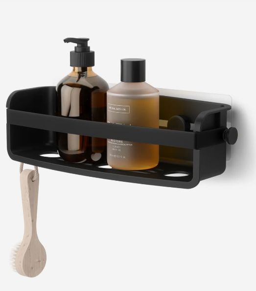 Umbra Flex Adhesive Shower Caddy Organizer Bin, Black S7