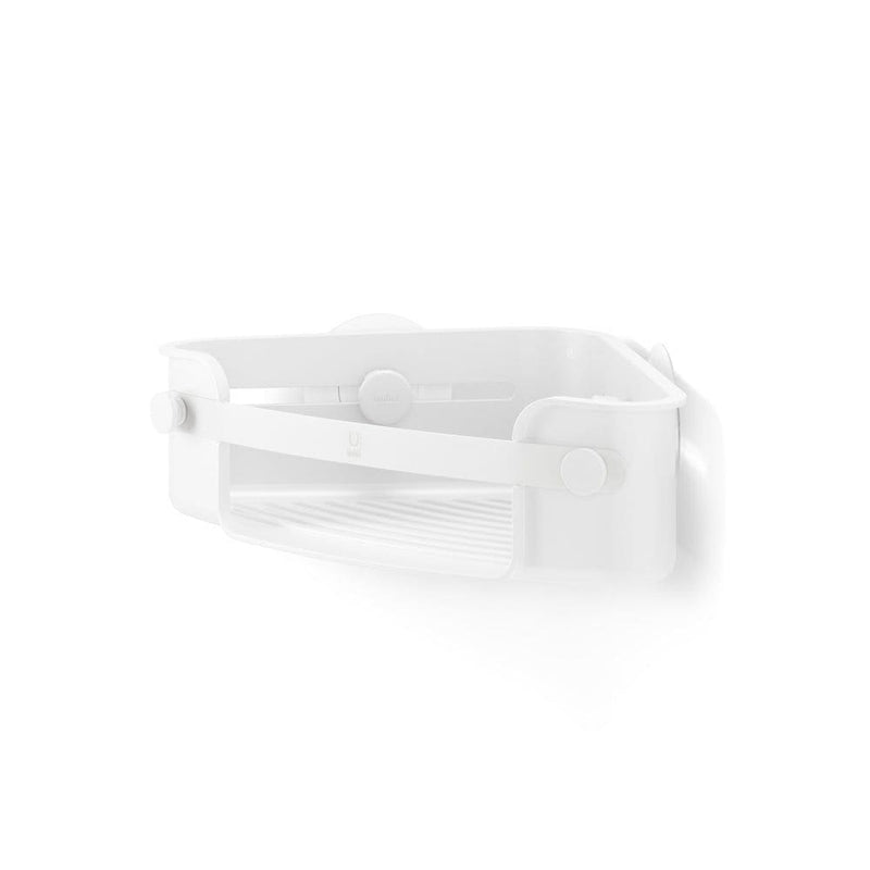 Umbra Flex Gel-Lock Rust-Resistant Corner Shower Caddy, with Hooks, White M5
