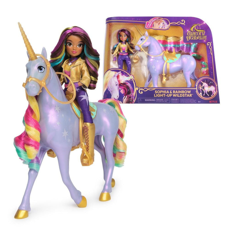 Unicorn Academy, Sophia & Interactive Rainbow Light-up Wildstar Unicorn Toy, Ages 4+ M0
