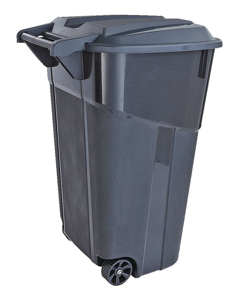 United Solutions Plastic Rectangular Wheeled Outdoor Garbage Can, Black, 121-L (32 US gal) I8