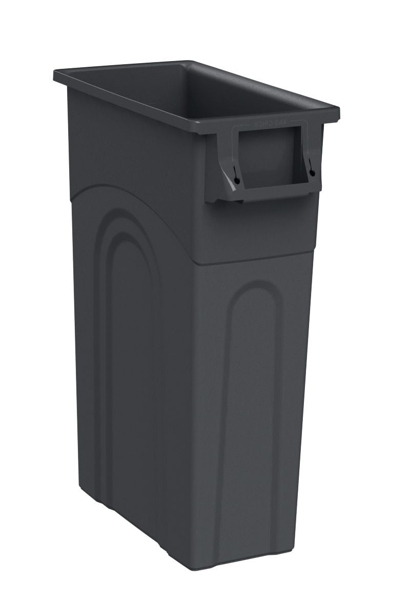 United Solutions Plastic Tall Slim Rectangular Garbage Can, Black, 87-L U7