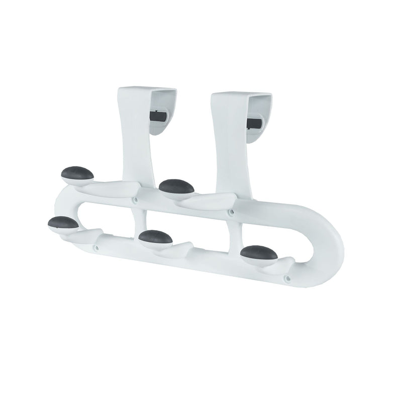 Urbana Plastic 5-Hook Over the Door Hook, White, 13-in P6