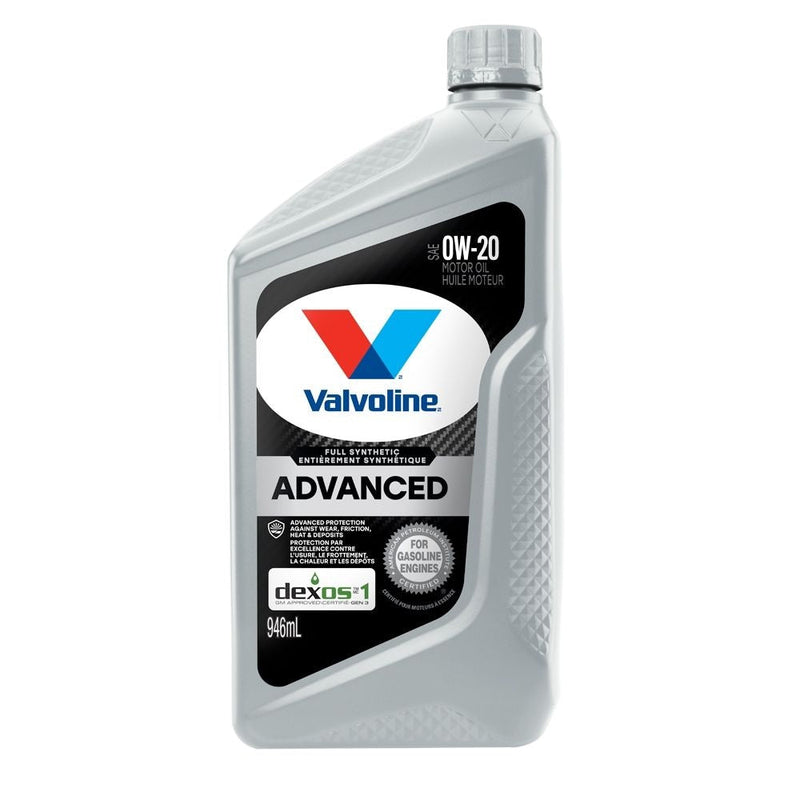 Valvoline 0W20 Advanced Synthetic Engine/Motor Oil, 946-mL C8