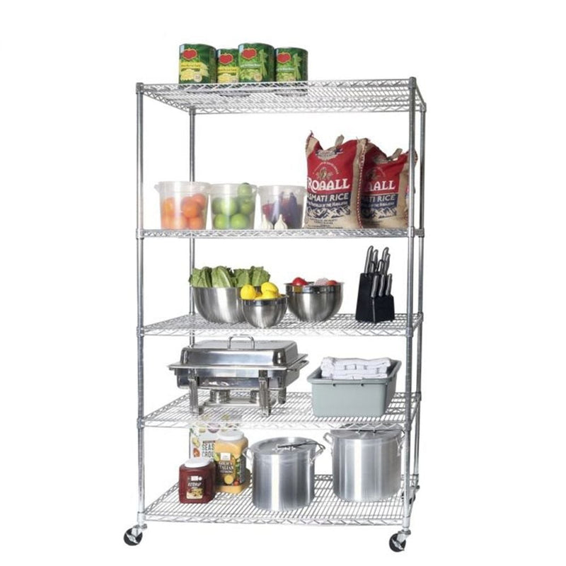 Vancouver Classics 5-Tier Heavy Duty Shelving, 48-in x 24-in x 72-in, Chrome J3