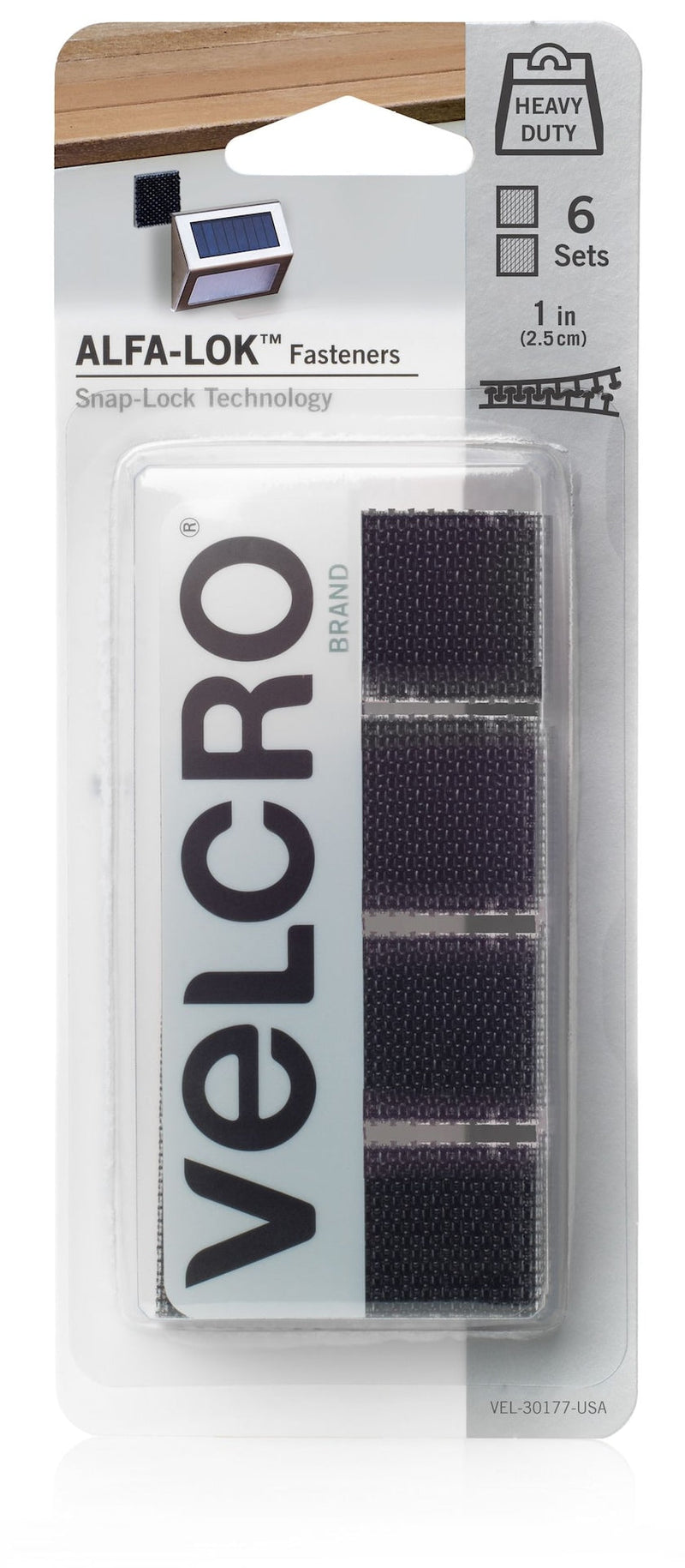 Velcro Alfa Lok 6-Set 15-lb Black Heavy Duty Fasteners with Snap-Lock Technology I2