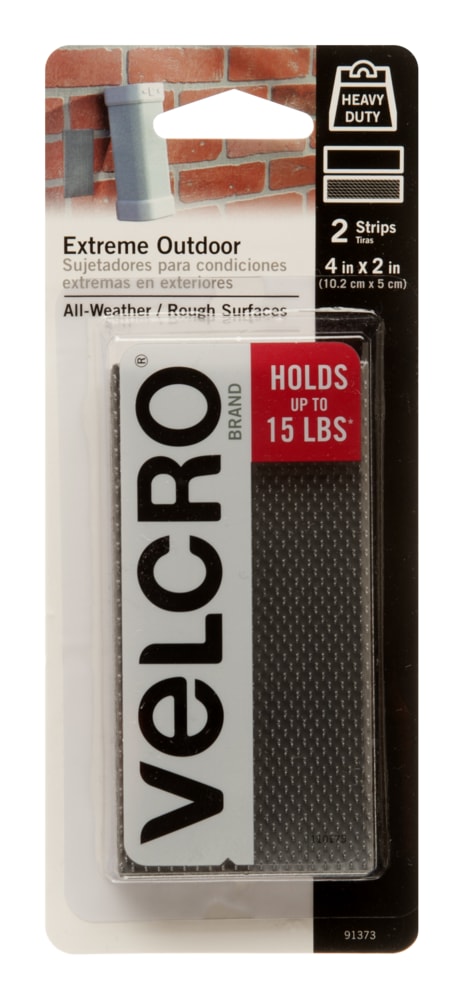 Velcro Industrial Strength Extreme Heavy Duty Outdoor Strips, 15-lbs, 4-in x 2-in, 2-pk F9