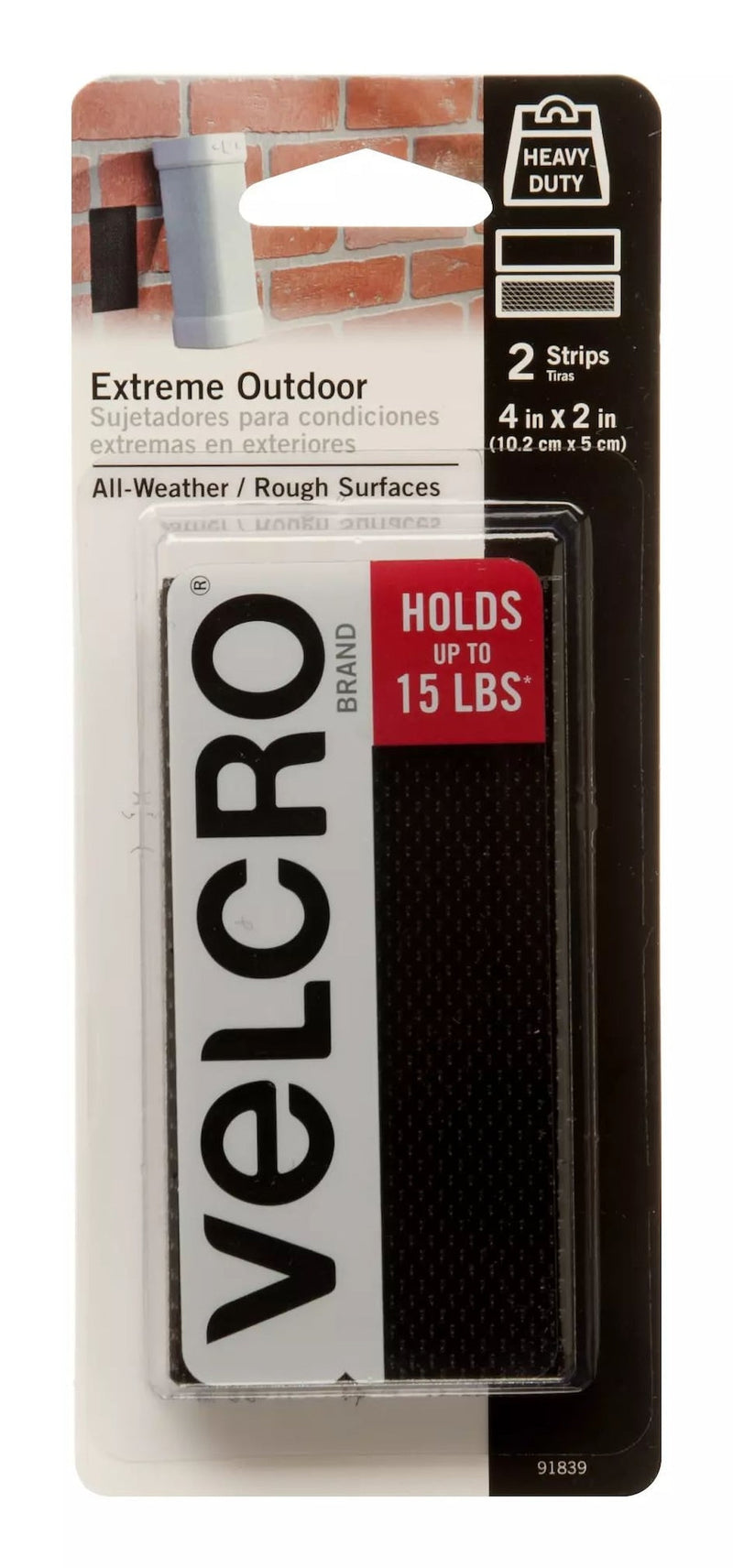Velcro Industrial Strength Extreme Strips, Black, 4-in x 2-in U4