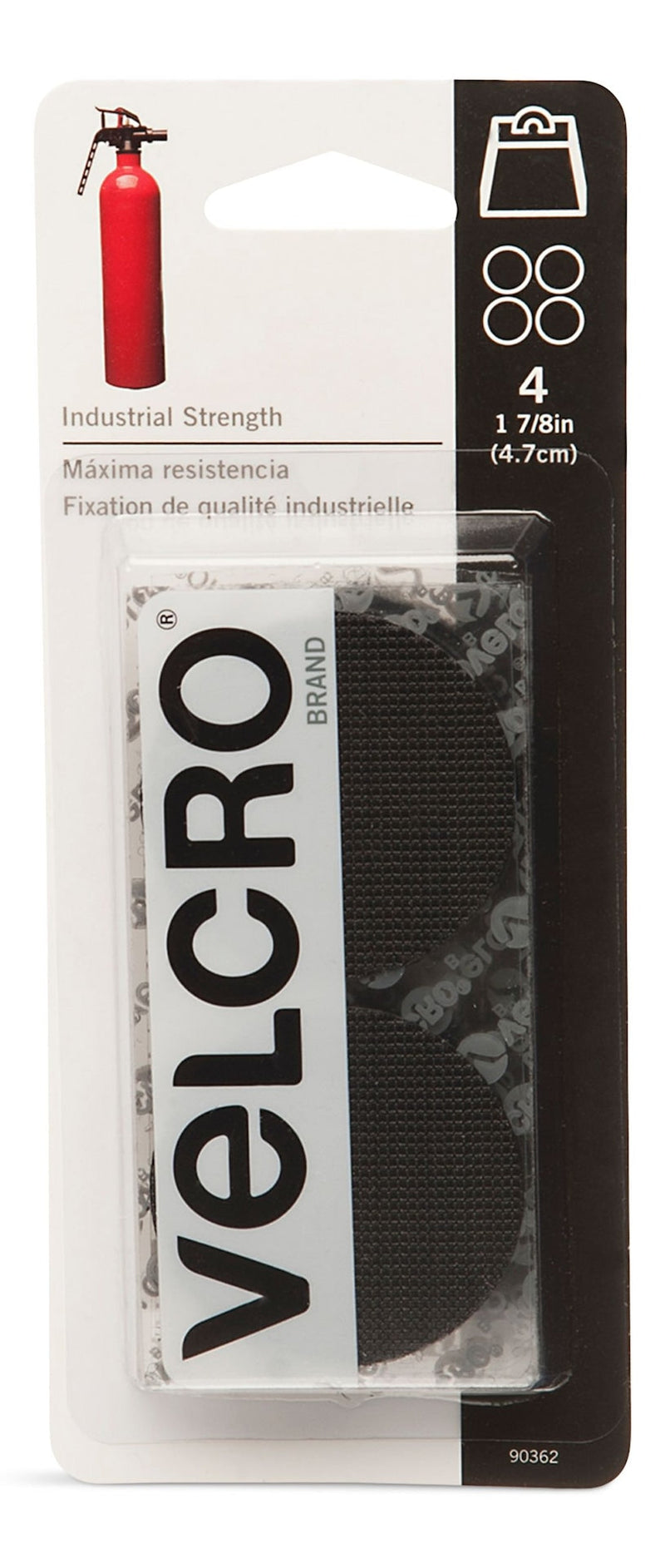 Velcro Industrial Strength Heavy Duty Adhesive Coins, Black, 7/8-in, 4-pk M0