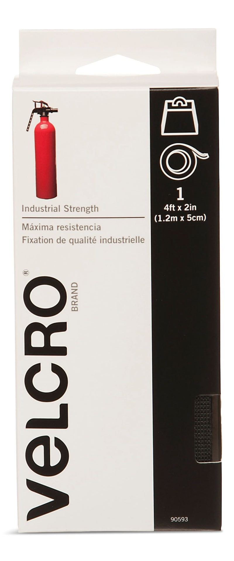 Velcro Industrial Strength Tape with Heavy Duty Adhesive, 4-ft x 2-in, 1-pk E1