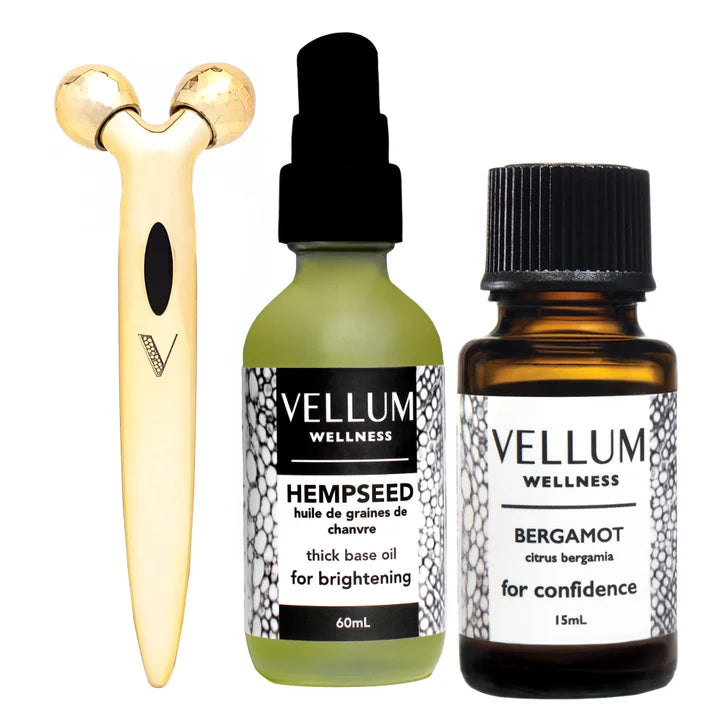 Vellum Wellness Mature Skin Kit with Essential Oils and Facial Roller Q8