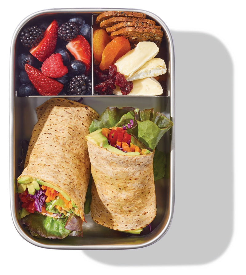Vida by PADERNO 3-Compartment Stainless Bento Lunch Box Food Storage Container, Blue, 1.3-L L5
