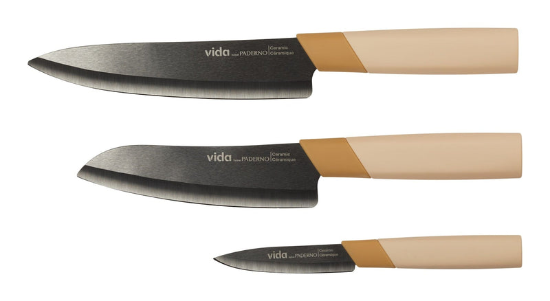 Vida by PADERNO Black Ceramic Knife Set, 3-pc P9