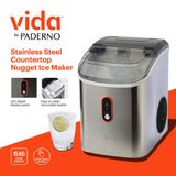 Vida by PADERNO Countertop Soft Nugget Ice Maker, 33-lb Ice/Day, Stainless Steel