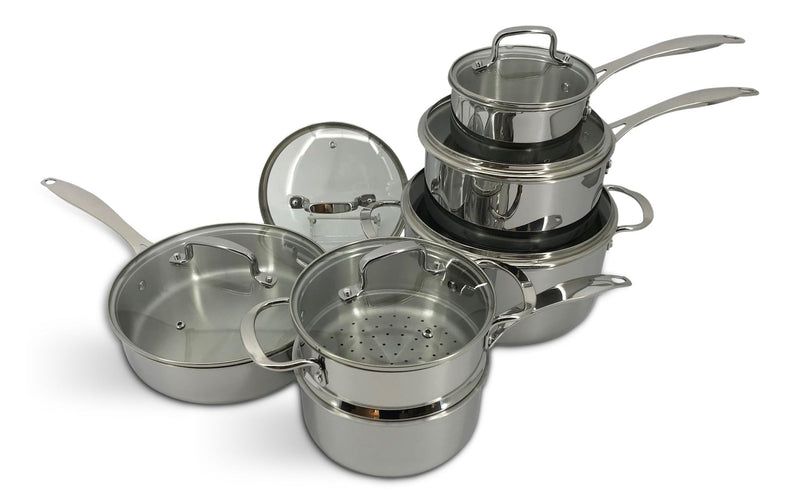 Vida by PADERNO Elite Series 3-Ply Clad Stainless Cookware Set, Oven Safe R5