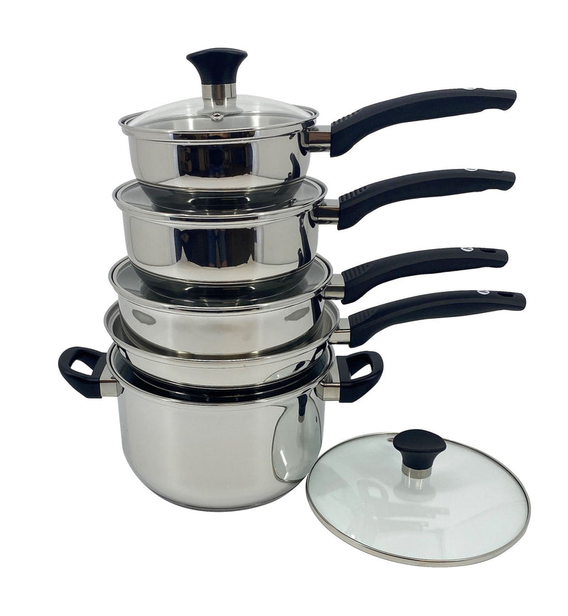 Vida by PADERNO Everyday Series Premium Stainless Steel Cookware Set, Dishwasher & Oven-Safe, 10-pc W5