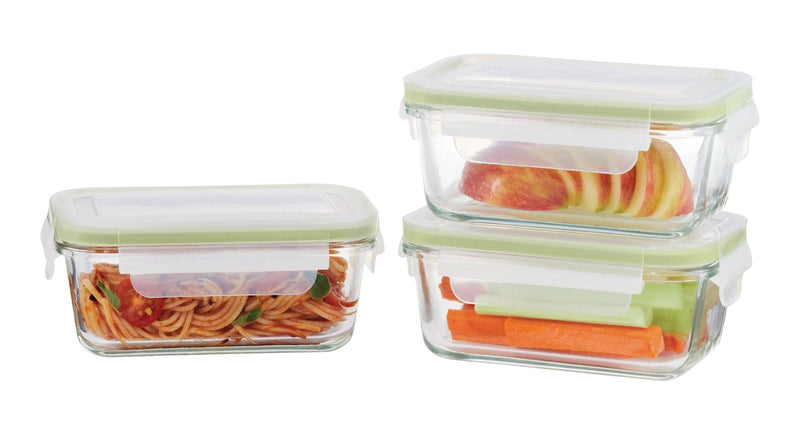Vida by PADERNO Glass Clip Leakproof Lid Food Storage Container, 485 mL, 3 Count T3