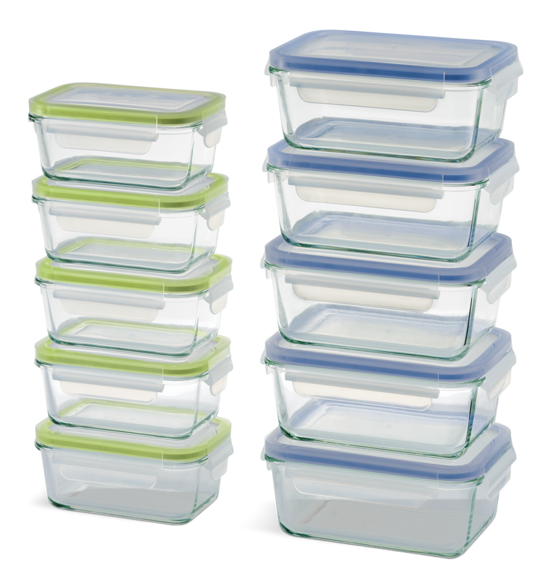 Vida by PADERNO Glass Clip Lid Food Storage Container Set with Leakproof Lids, 10-pk, with Lids W0