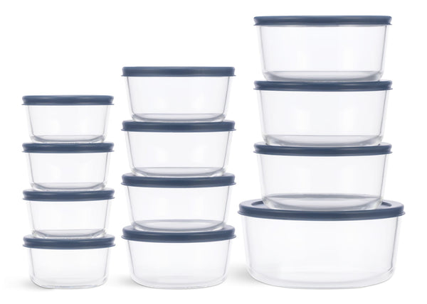Vida by PADERNO Round Glass Food Storage Container Set with Lids, 24-pc V6