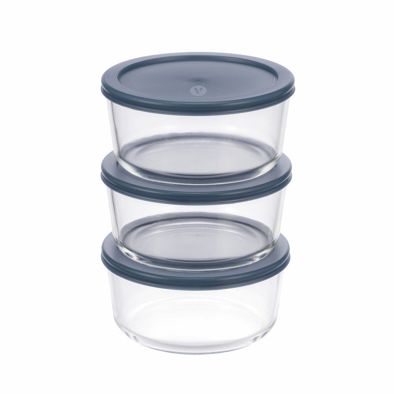 Vida by PADERNO Round Glass Food Storage Container Set with Lids, 6-pc D7