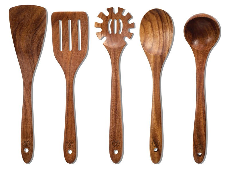 Vida by PADERNO Solid Acacia Wood Utensil Set, 5-pc T4