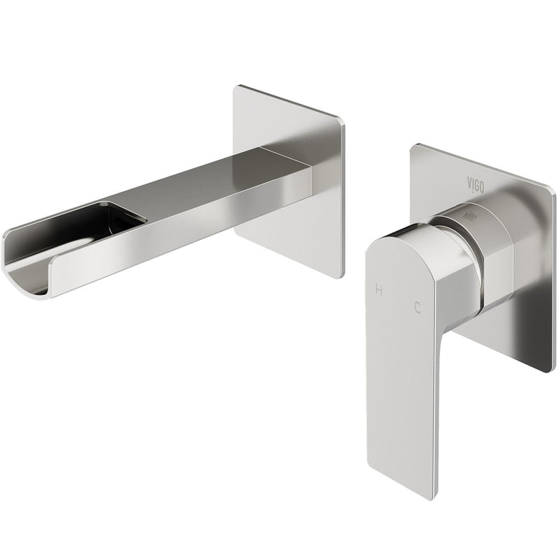 VIGO Atticus Brushed Nickel Wall Mount Bathroom Faucet P7