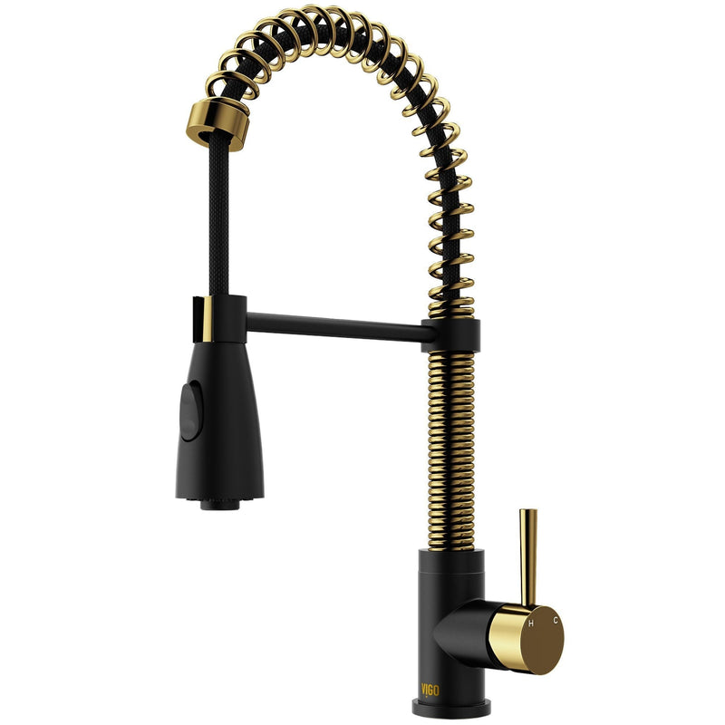 VIGO Brant 19-in Single-Handle Gold/Black Kitchen Faucet V3