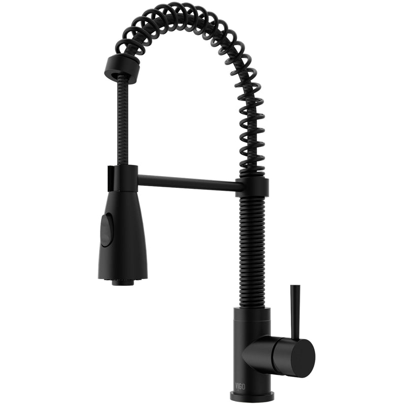 VIGO Brant Single Handle Pull Down Sprayer Kitchen Faucet, Matte Black U8