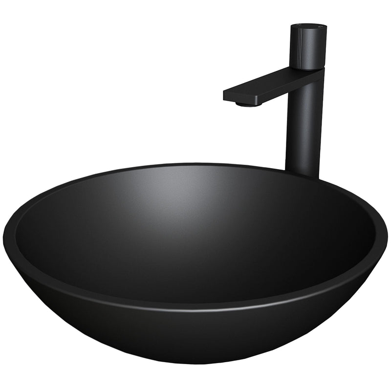 VIGO Cavalli MatteShell Matte Black Bathroom Sink/Basin Set with Gotham Faucet and Round Glass Vessel A1