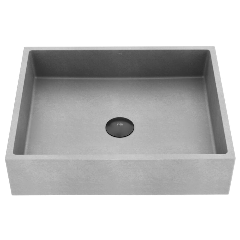 VIGO Coca Gothic ConcretoStone 19x15-in Deep Grey Bathroom Sink/Basin with Rectangular Vessel M0