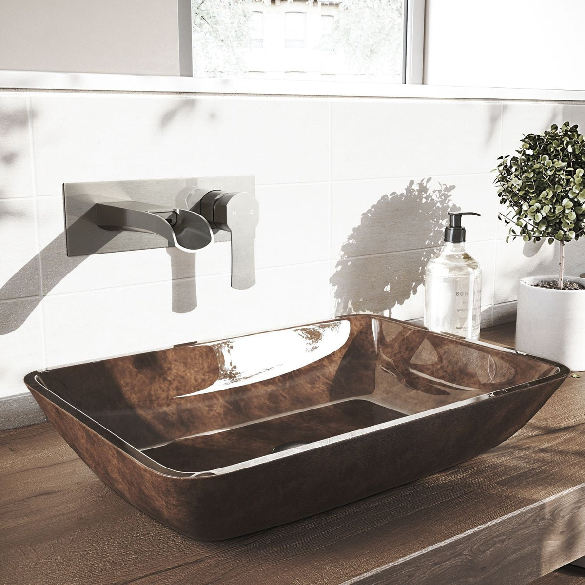 VIGO Cornelius Wall Mount Single Handle Bathroom Sink Faucet, WaterSense Certified, Brushed Nickel