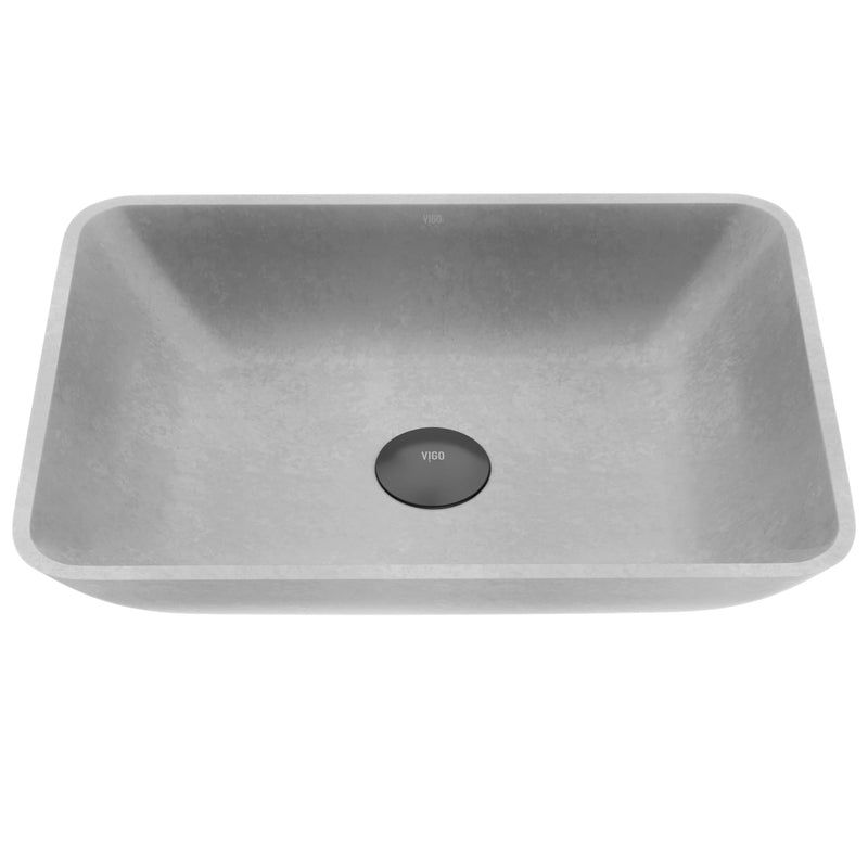 VIGO Duomo Gothic ConcretoStone 18x13-in Deep Grey Bathroom Sink/Basin with Rectangular Vessel H6