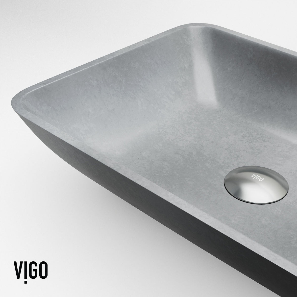VIGO Duomo Gothic ConcretoStone 18x13-in Deep Grey Bathroom Sink/Basin with Rectangular Vessel