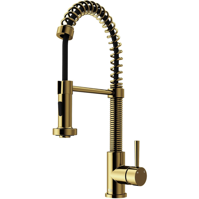 VIGO Edison Single Handle Pull Down Sprayer Kitchen Faucet, Matte Gold N1