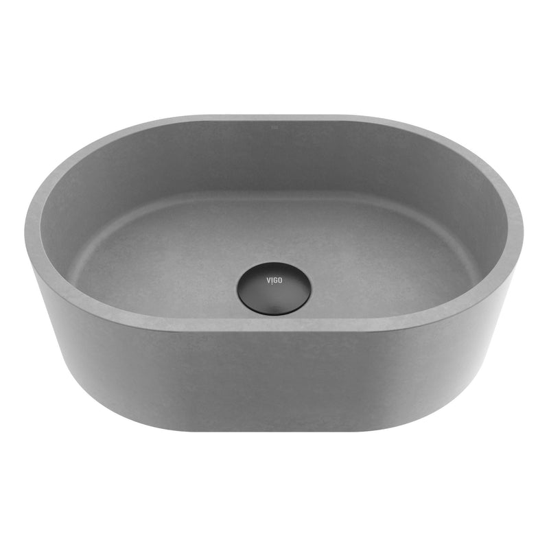 VIGO Giralda Gothic ConcretoStone 16x11-in Deep Grey Bathroom Sink/Basin with Rectangular Vessel D5