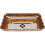 VIGO Glass Rectangular Vessel Bathroom Sink/Basin with Rounded Edges & Deep Bowl, Amber Sunset