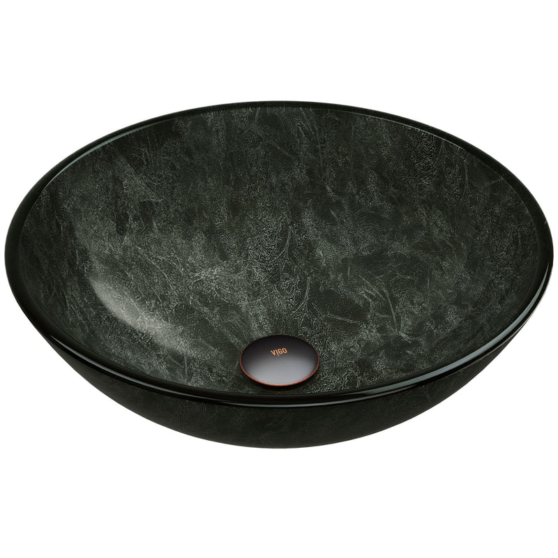 VIGO Glass Round Vessel Bathroom Sink/Basin with Deep Bowl, Gray W3