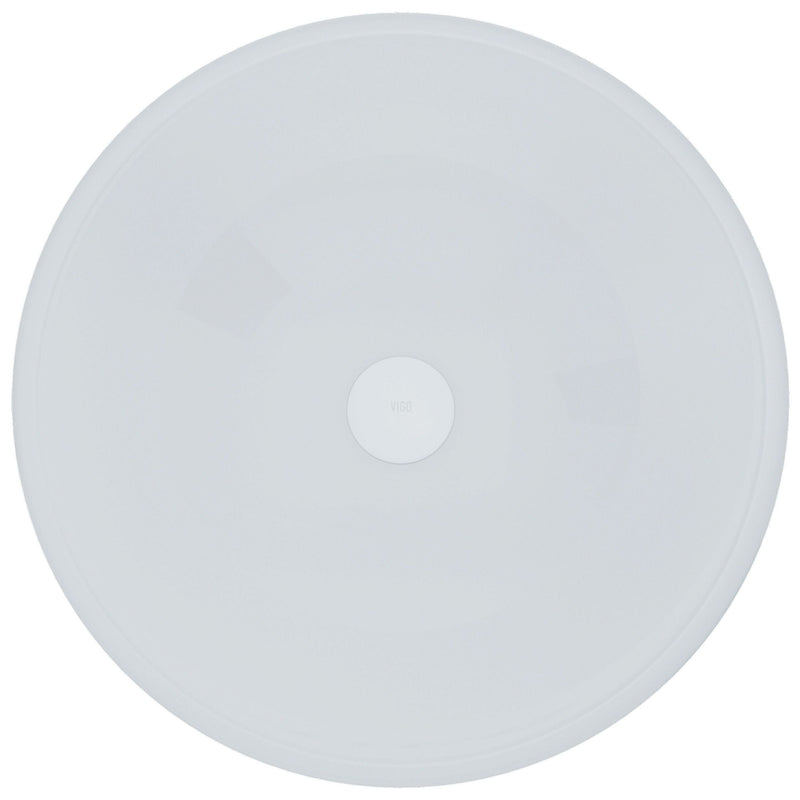 VIGO Glass Round Vessel Bathroom Sink/Basin with Rounded Edges & Deep Bowl, White E4