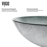 VIGO Glass Simply Silver Bathroom Sink/Basin Set with Chrome Duris Faucet and Round Vessel