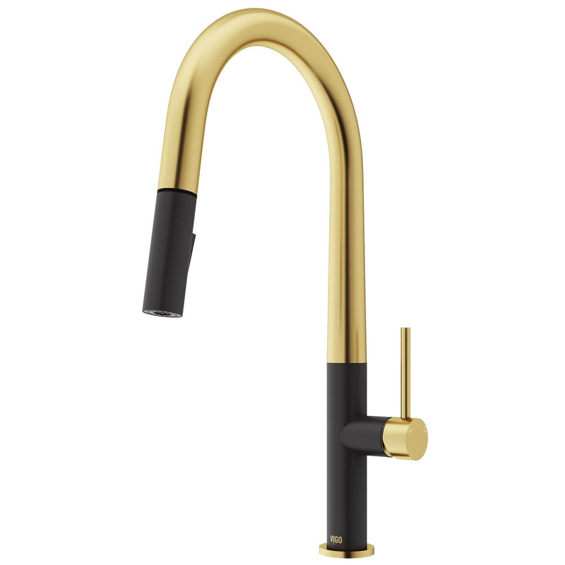 VIGO Greenwich 18-in Single-Handle Black/Gold Kitchen Faucet Y3