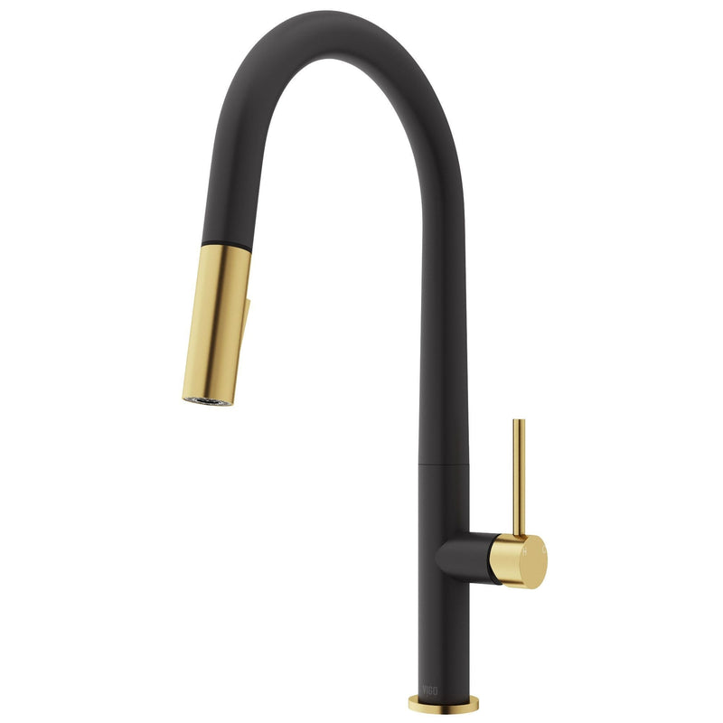 VIGO Greenwich 18-in Single-Handle Gold/Black Kitchen Faucet K4