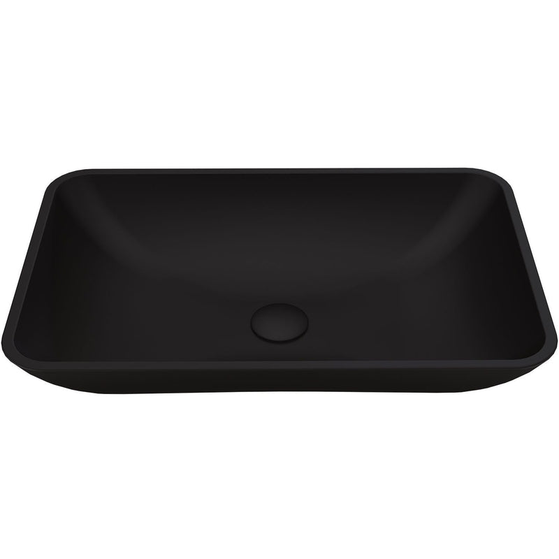 VIGO Hadyn Glass Rectangular Vessel Bathroom Sink/Basin with Rounded Edges & Deep Bowl, Black Z4