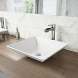 VIGO Hibiscus Matte Stone Round Vessel Bathroom Sink/Basin, Above-Counter Installation, White