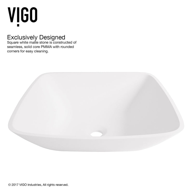 VIGO Hyacinth Matte Stone Round Vessel Bathroom Sink/Basin, Handpolished Construction, White F9