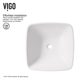 VIGO Hyacinth MatteStone White Bathroom Sink/Basin Set with Niko Faucet and Square Composite Vessel