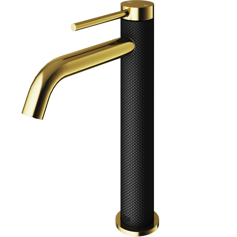 VIGO Lexington 8-in Gold/Carbon Fiber Vessel Bathroom Faucet A5