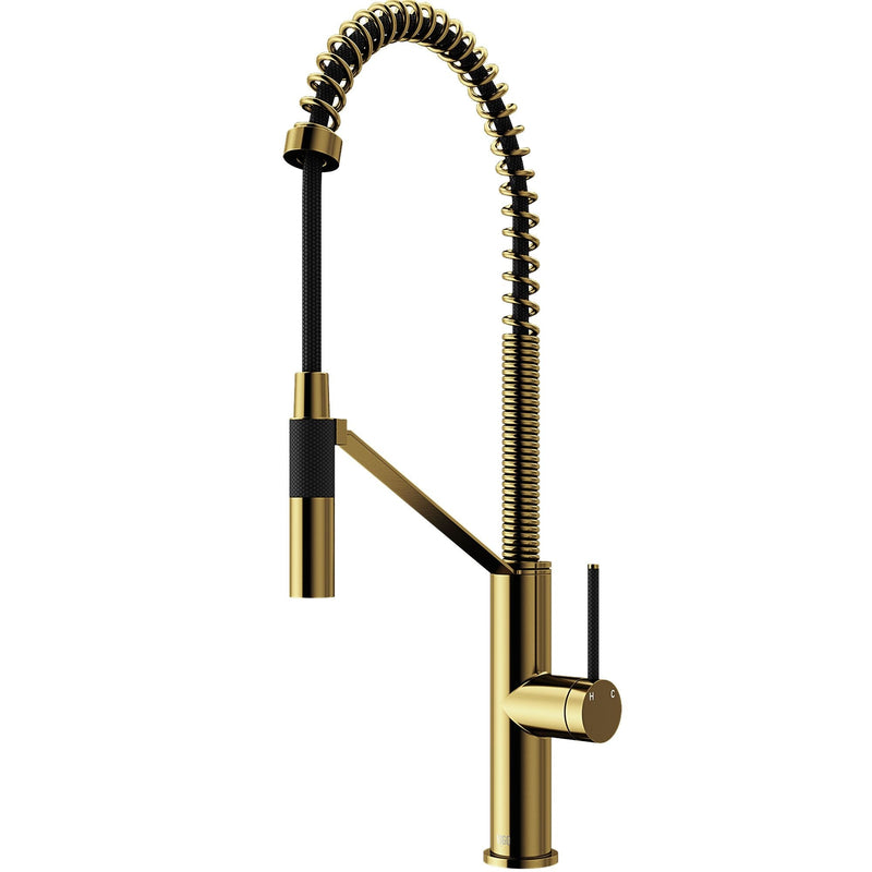 VIGO Livingston Single Handle Magnetic Pull Down Sprayer Kitchen Faucet with cFiber, Matte Gold U8