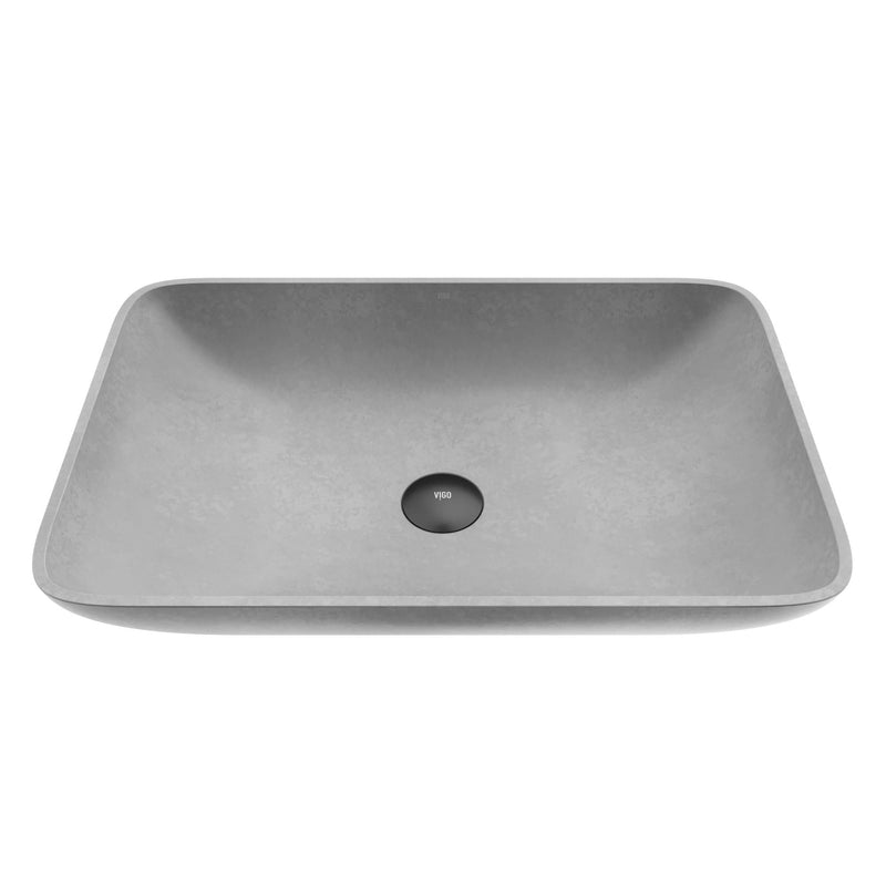 VIGO Lorca Gothic ConcretoStone 22x15-in Deep Grey Bathroom Sink/Basin with Rectangular Vessel S3